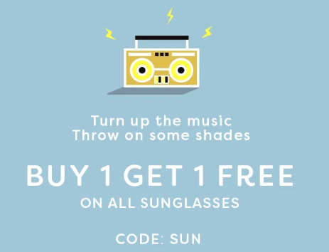 Buy 1 Get 1 Free on all Sunglasses