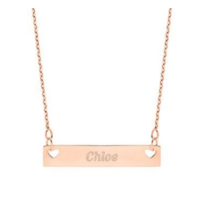 Personalized Double Heart Bar Necklace