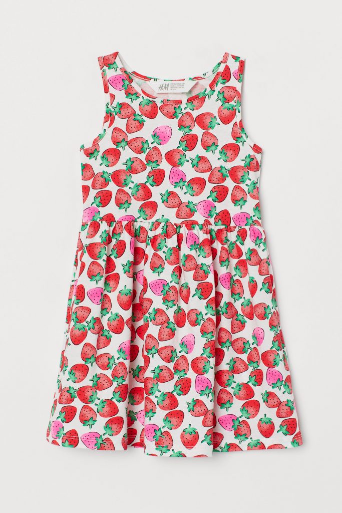 Patterned Jersey Dress with Strawberries