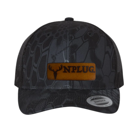 Camo Hunting Snapback Leather Patch Hat (Black)