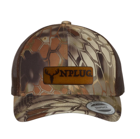 Camo Hunting Snapback Leather Patch Hat (Brown)